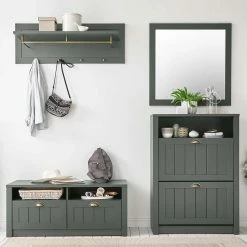 Dunkelgrüne Flurmöbel Kombination - Niestov (vierteilig)