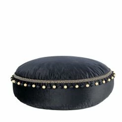 wohnen shop -wohnen shop ethno samt sitzkissen pouf in schwarz runde form 65x25x65 einar f