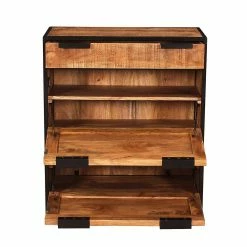 Flurmöbel Kombi Aus Holz & Metall - Evradon (fünfteilig) 12 Flurmöbel Kombi Aus Holz & Metall - Evradon (fünfteilig) -wohnen shop flurmoebel kombi aus holz metall im rustikalen stil evradon 05