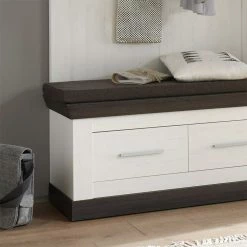 Flurmöbel Set Yneseca Im Weiß-braunem Landhaus-Look (dreiteilig) -wohnen shop flurmoebel set im weiss braunem landhaus look yneseca 03