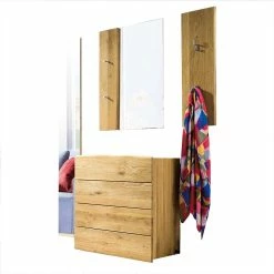 Holz Garderoben Set Aus Eiche - Avidora (vierteilig) -wohnen shop holz garderoben set aus eiche geoelt im landhaus stil avidora f