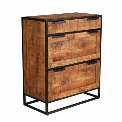 Industrial Dielenmöbel Set - Evradon (sechsteilig) -wohnen shop industrial dielenmoebel set aus mangobaum holz metall evradon 03