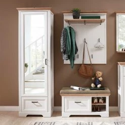 Landhaus Dielenmöbel Set Zweifarbig - Nurelcas (dreiteilig)