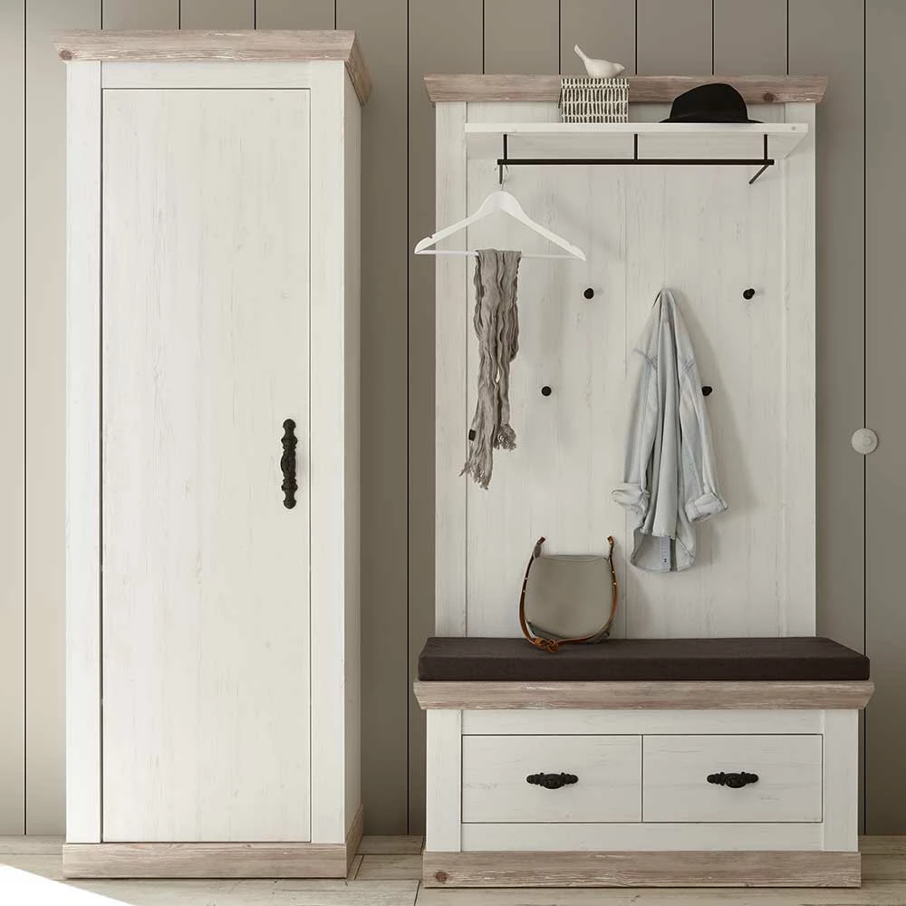 Landhaus Garderoben Möbel Zweifarbig - Nedita (dreiteilig) 3 Landhaus Garderoben Möbel Zweifarbig - Nedita (dreiteilig)