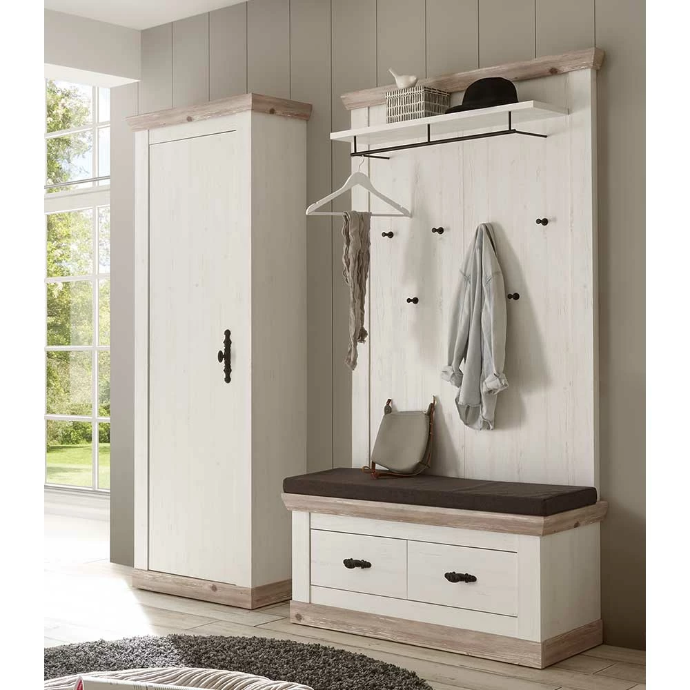 Landhaus Garderoben Möbel Zweifarbig - Nedita (dreiteilig) 4 Landhaus Garderoben Möbel Zweifarbig - Nedita (dreiteilig) – Bild 2