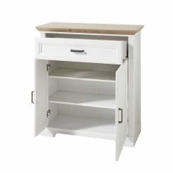 Landhaus Garderoben Set Mit 2 Paneelen - Nurelcas I (vierteilig) -wohnen shop landhaus garderoben set mit 2 paneelen in weiss eichefarben nurelcas i 05