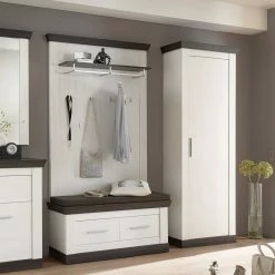 Landhausstil-Dielenmöbel Yneseca In Weiß Und Braun (dreiteilig)