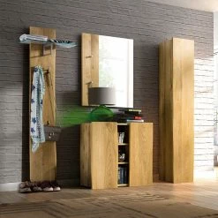 Massivholz Flurmöbel Set Aus Eiche - Avidora (vierteilig)