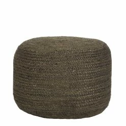 Pouf Hocker In Oliv Grün Aus Jute - Delius