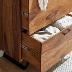 Rustikal-moderne Flurmöbel Kombi - Elmin (dreiteilig) -wohnen shop rustikal moderne flurmoebel kombi aus sheesham holz metall elmin 06