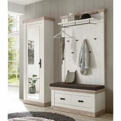Schrank Mit Spiegeltür & Garderobe - Nedita (dreiteilig) 9 Schrank Mit Spiegeltür & Garderobe - Nedita (dreiteilig) -wohnen shop schrank mit spiegeltuer garderobe in weiss holzdekor nedita 02