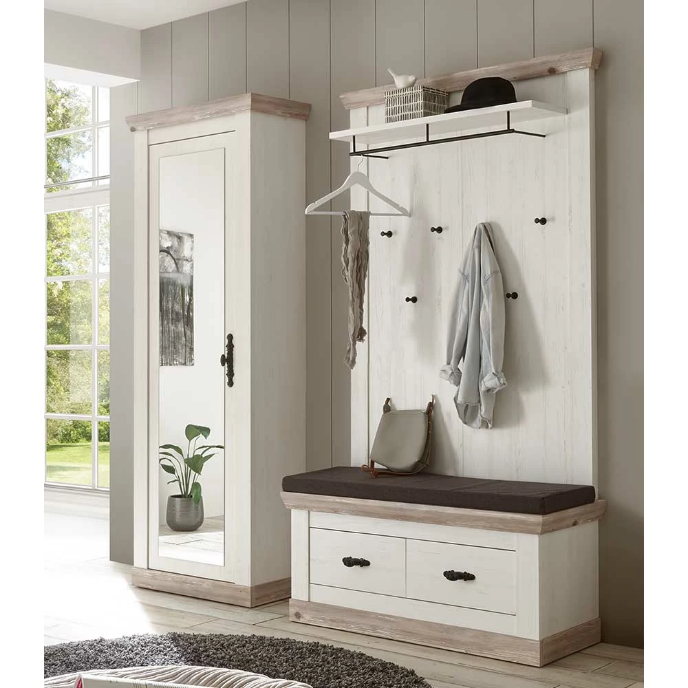 Schrank Mit Spiegeltür & Garderobe - Nedita (dreiteilig) 4 Schrank Mit Spiegeltür & Garderobe - Nedita (dreiteilig) – Bild 2