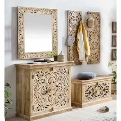 Vintage Dielenmöbel Mit Schnitzereien - Runiasa (fünfteilig)